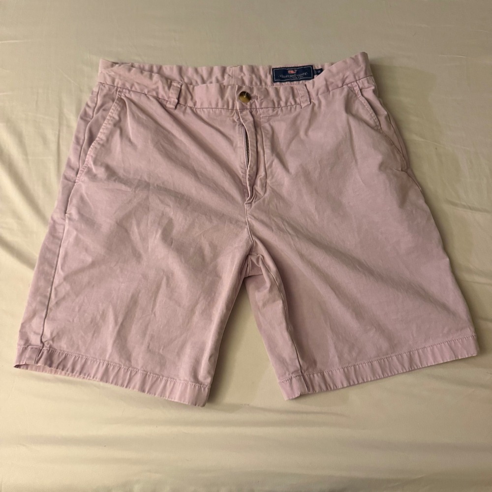 Vineyard Vines Mens Breaker Shorts 35 Pink Cotton Twill 9 Inch Inseam